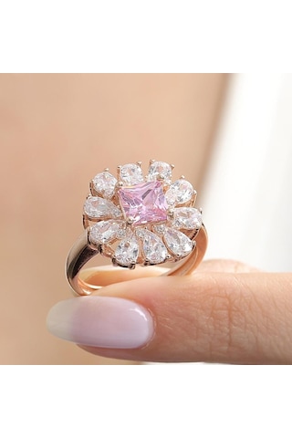 Mia Vento Effective Diamond Milano Rüyası Rose Renk Pink Taşlı Gümüş Yüzük