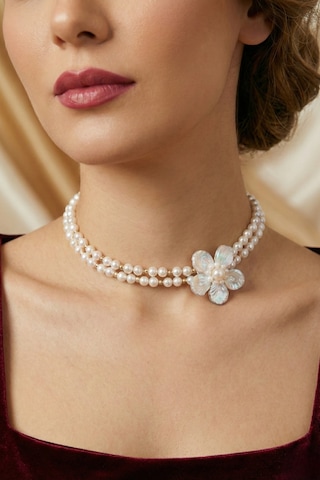 Doğal İnci Çiçek Choker Kolye