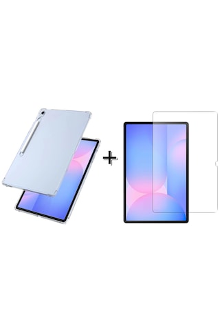 Forzacase Samsung Uyumlu Galaxy Tab S10 Fe Plus 13.1 Anti Shock Silikon Kılıf + Temperli Kırılmaz Cam - Fc014 Arka Kapak