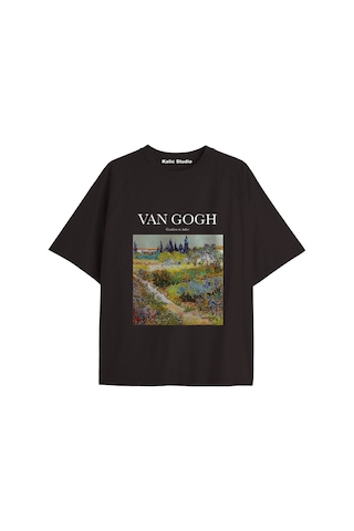 Kalic Studio Unisex Van Gogh Baskılı Oversize Tshirt Siyah-82 Kalic Studio Unisex Van Gogh Baskılı Oversize Tshirt Siyah-82