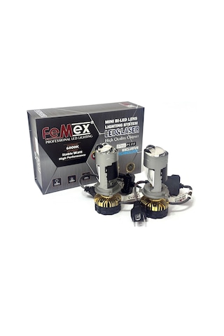 Femex H4 Pro Plus Exclusive Mini Bi-led + Laser Kendinden Mercekli Selektör Aparatlı Performans Led