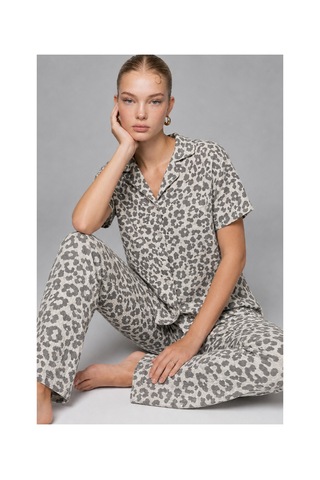Fit Women Kadın Kısa Kollu Rahat Gri Pijama Takımı 4731