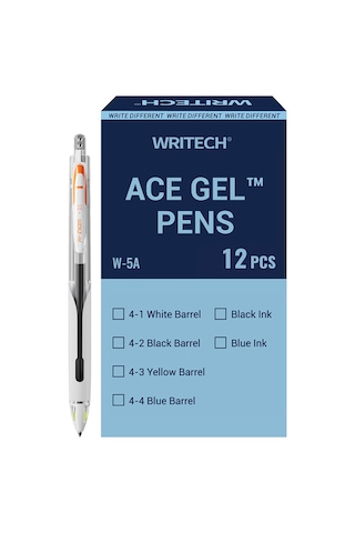 Wrıtech W-5a Age 0,5mm Beyaz Gövde Siyah Jel Kalem - 12'li Kutu Ahşap