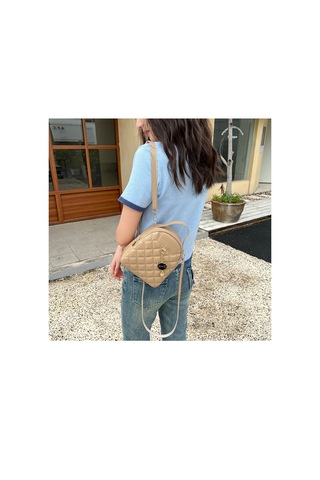 Tuomeng Kadın Modası Çok Yönlü Günlük Düz Renk Sırt Çantası Haki Haki