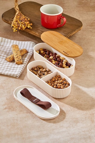 2'li 1000ml Ahşap Kapaklı Lunch Box Set Bambu Diyet Yemek Kabı Saklama Kutusu Öğle Yemeği Kutusu Çok Renkli