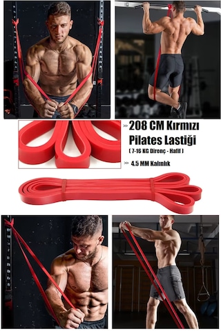 208 Cm Direnç Lastiği 3'lü Set Kırmızı, Siyah Ve Yeşil - Hafif, Orta Ve Ağır Kırmızı - Siyah - Yeşil