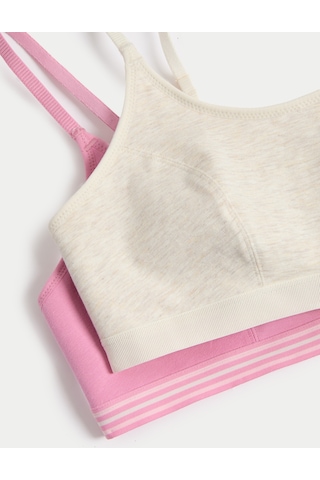Marks & Spencer 2'li Pamuklu Crop Top İlk Sütyenim T33009602 Pembe