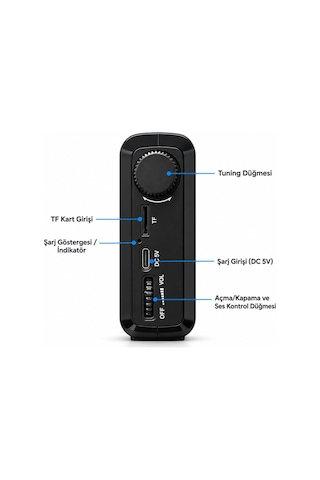 Ktf-1715 Dijital Ekranlı Saatli Manuel Kanal Arama & Kayıt Özellikli Fm Radyo Bluetooth Hoparlör