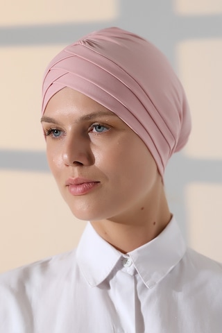 Çapraz 3 Bantlı Çift Taraflı Kadın Tesettür Bone Pembe Pembe