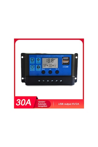 Springsun 12v/24v Otomatik Tanıyan 30a Pwm Güneş Enerji Kontrolcüsü, Led Ekran Ve 5v/2a Usb Çıkışı İle Güç Yönetimi