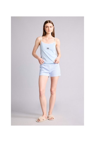 Defacto Regular Fıt Askılı 2li Ribana Pijama Takım H7161ax26smbe196 Mavi-be196