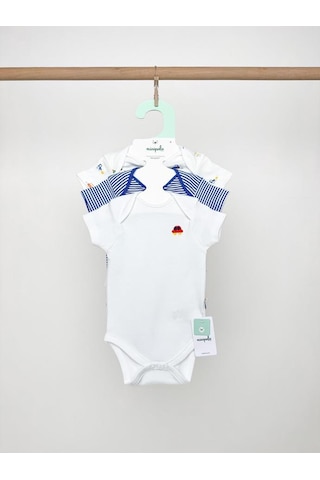 Miošše Baby Erkek Bebek Yarım Kol % 100 Pamuk 3'lü Çıtçıtlı Body & Zıbın Karışık Renk
