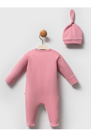 Moi Noi Baby Moi Noi 2li Şapkalı Baskılı Tulum - Pembe Gül Kurusu