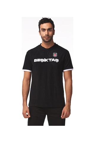 Beşiktaş Lisanslı Yazılı Logolu Siyah T-shirt Kartal Ahşap Kutulu Siyah - Beyaz