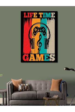 Kanvas Tablo Life Time Games Yazısı 100cmx140cm