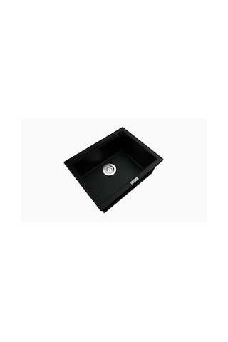 Polex Cristalüx Granit Evye P-09 Siyah Tezgah Altı Ve Tezgah Üstü Kare Mutfak Evyesi 55.5x43.5 CM