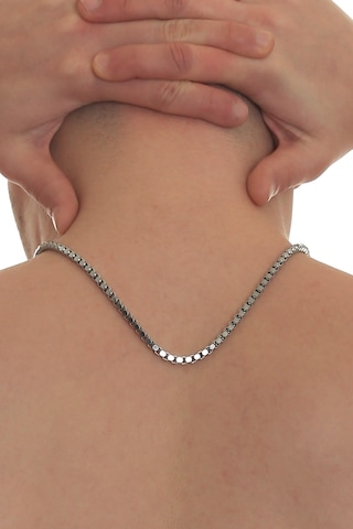 Labalaba Erkek Gri Örme Model Çelik Zincir Kolye Gümüş