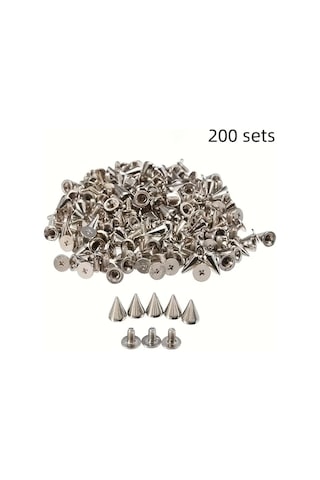 Honeybeeshop 200 Adet Punk Kulak Taper Küpe Seti 7x10mm Vida Deri Çanta Ayakkabı Diğer