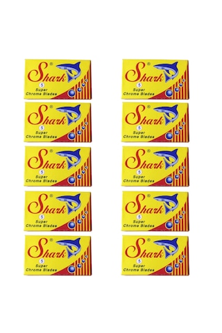 Shark Super Chrome Tıraş Bıçağı 10 Adet 5'li Kutu 50 Adet Çift Kenarlı Yaprak Jilet