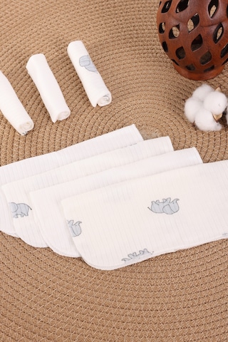 Vavbaby 7 Li Bebek Ağız Mendili Seti %100 Pamuk, Yumuşak Ve Emici Çizgili Fil Mavi