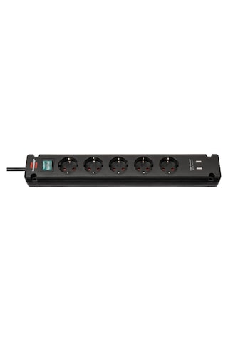 Brennenstuhl Bremounta 2xUSB Şarj Özellikli 5'li Akım Korumalı Priz 2 Usb Çıkışlı 3 Metre Siyah