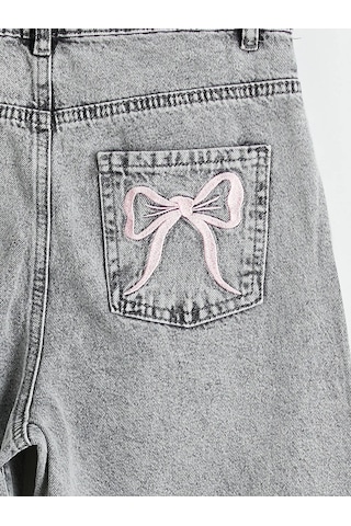 Lc Waikiki Karışık Wideleg Fiyonk Nakışlı Kız Çocuk Jean Pantolon Karısık