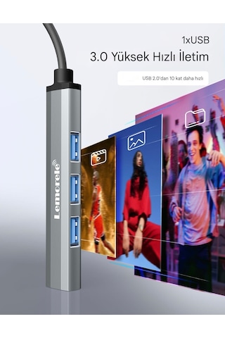 Lemorele 4'in 1'i Hub Çoklayıcı Usb Girişli 4 Port 3.0 480mbps