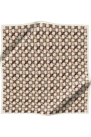 Vissona Tivil İpek Eşarp 60994 - 52305 Kahverengi Batik Desen kahverengi