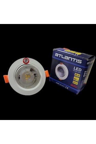 Atlantis 6 Watt 6w Cob Led Spot Beyaz Kasa Yuvarlak Günışığı İççap: 7cm Dışçap: 9cm 480lm Beyaz