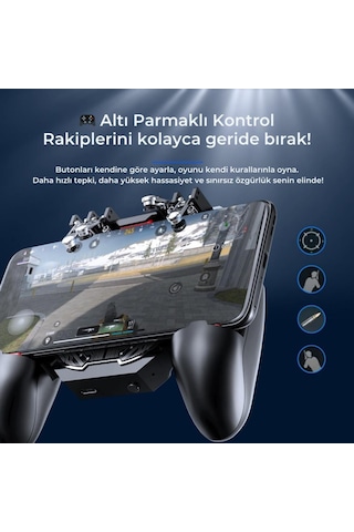 Coofbe Profesyonel Yüksek Hassasiyetli 4000mah Şarjlı 6 Parmak Telefon Soğutucu Ve Joystick Gamepad Tetik