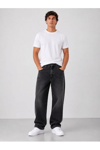 Classics Men Black Wood Denim Erkek Baggy Jean Pantolon 7748 Füme