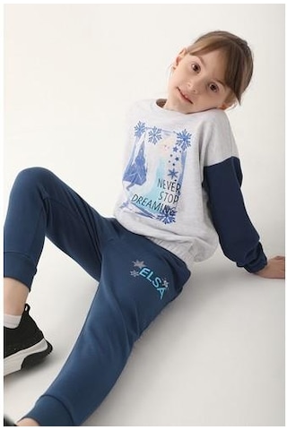 Frozen Kız Çocuk Eşofman Takımı Kar Melanj