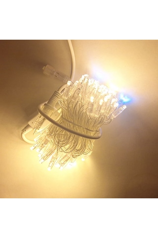 Led Aydınlatma 100l Şeffaf Kablo 10m Dış Mekan Amber Beyaz Flaş Amber