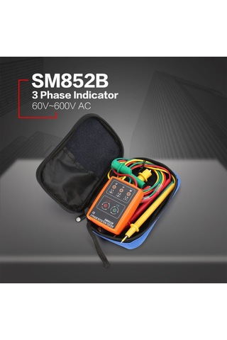 Faz Test Cihazı Taşınabilir 3 Faz Dönüşüm Test Cihazı Faz Sırası Metre Faz Sırası Göstergesi Led Zil İle 60v 600vac Faz Sırası Kontrol Cihazı