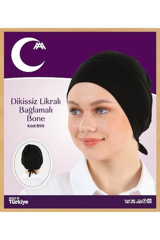 Dikişsiz Likralı Bağlamalı Bone Siyah