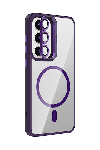 Adige Samsung Galaxy Uyumlu S24 Fe Kılıf Etro Standlı + Kamera Lens Koruyucu Derin Mor