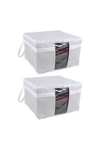 Onikiden Pencereli Hurç, Yastık Havlu Kazak Çamaşır Saklama Çantası Organizer 40x45x30cm 2 Adet