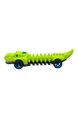 Timsah Araba - Otomatik Hareketli Sesli Işıklı 32 Cm - Açık Yeşil Timsah Lisinya Çok Renkli