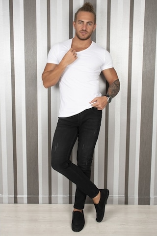 Deepsea Beyaz Dar Kesim Erkek Tişört 1801165-Beyaz