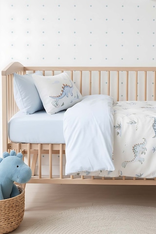Dinoro Mavi %100 Pamuklu Bebek Nevresim Takımı - 4 Parça Çok Renkli
