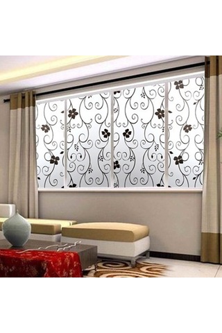Tatlı Buzlu Gizlilik Kapak Cam Pencere Kapısı Siyah Çiçek Sticker Film Yapıştırıcı Ev Dekor