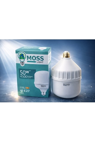 Moss Light 50w Led Ampul E27 Duy 4500 Lumen Yüksek Işık Gücü Enerji Tasarruflu Beyaz Işık