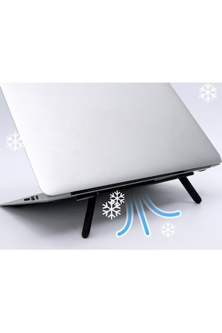 2 Kademeli Katlanabilir Ve Yapışkanlı Laptop Standı Siyah 5570