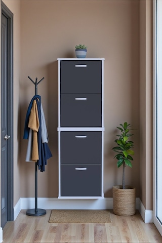 Eliusta Slim 4 Düşer Kapaklı 52 Cm Antrasit Asma Ayakkabılık Kapı Önü/antre 52x156x26 Cm Ayakkabılık Antrasit