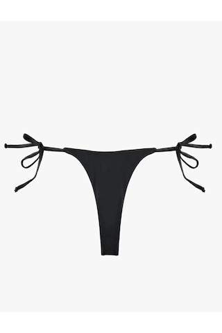Koton Yanları Bağlamalı Parlak İpli String Mikro Bikini Altı Siyah 6sak00197mm