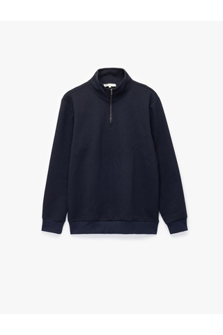 Koton Regular Fit Uzun Kollu Fermuar Detaylı Dik Yaka Sweatshirt Lacivert 7wam70009mk