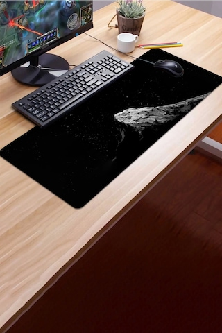 Sonictouch Siyah Dağ Temalı Gamer Oyuncu Dikişsiz Sıvı Geçirmez Klavye Mouse Pad 32x70cm Mousepad