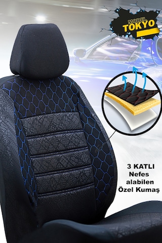Renault 9 Reno Broadway Uyumlu Mavi Oto Koltuk Kılıfı Tam Takım Ön Arka Araç Koltuk Kılıfı Mavi