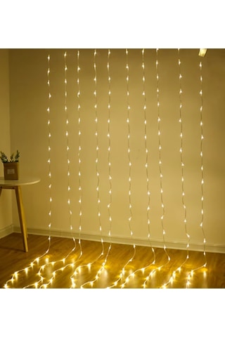 Dekoratif Saçak Perde Led Aydınlatma İç/dış Mekan 3x1.85 Metre Eklenebilir Fiş 8 Animasyonlu Saçak Led Günışığı