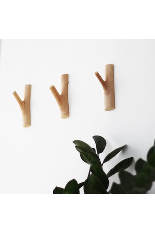 Genişlik 2-3 Cm 4 Adet Doğal Ahşap Kanca, Ahşap Kancalar, Silindirik Elbise Kancaları, Dekoratif Duvar Kancaları, Palto Şapka Çanta Havlu Asmak İçin Ahşap Kancalar